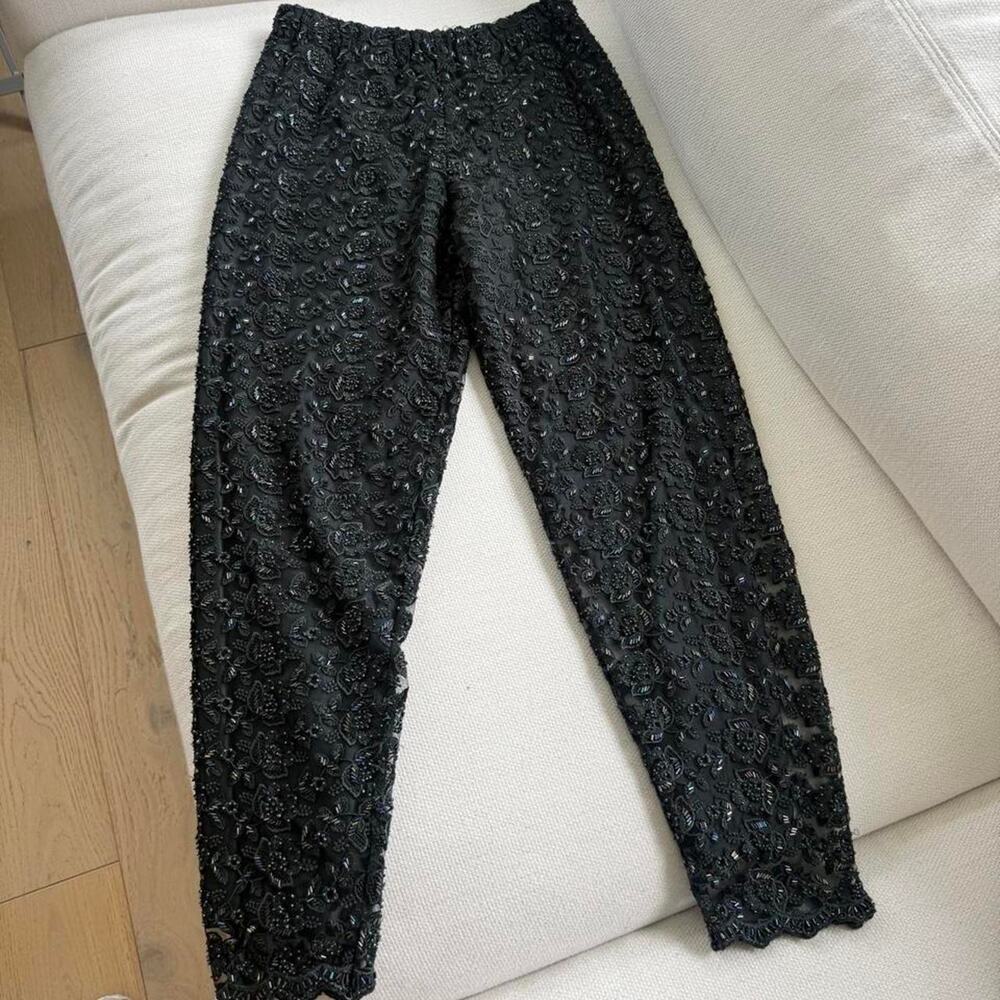 Vintage black beaded floral pants